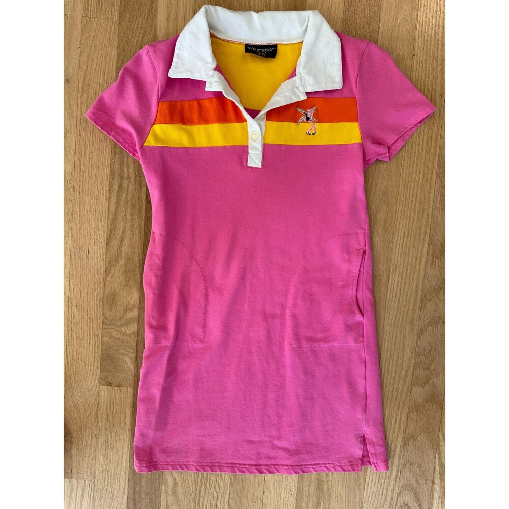 Vintage Y2k Wearever Girl Pixie Fairy Pink Polo Shirt Girls Dress size 14/16